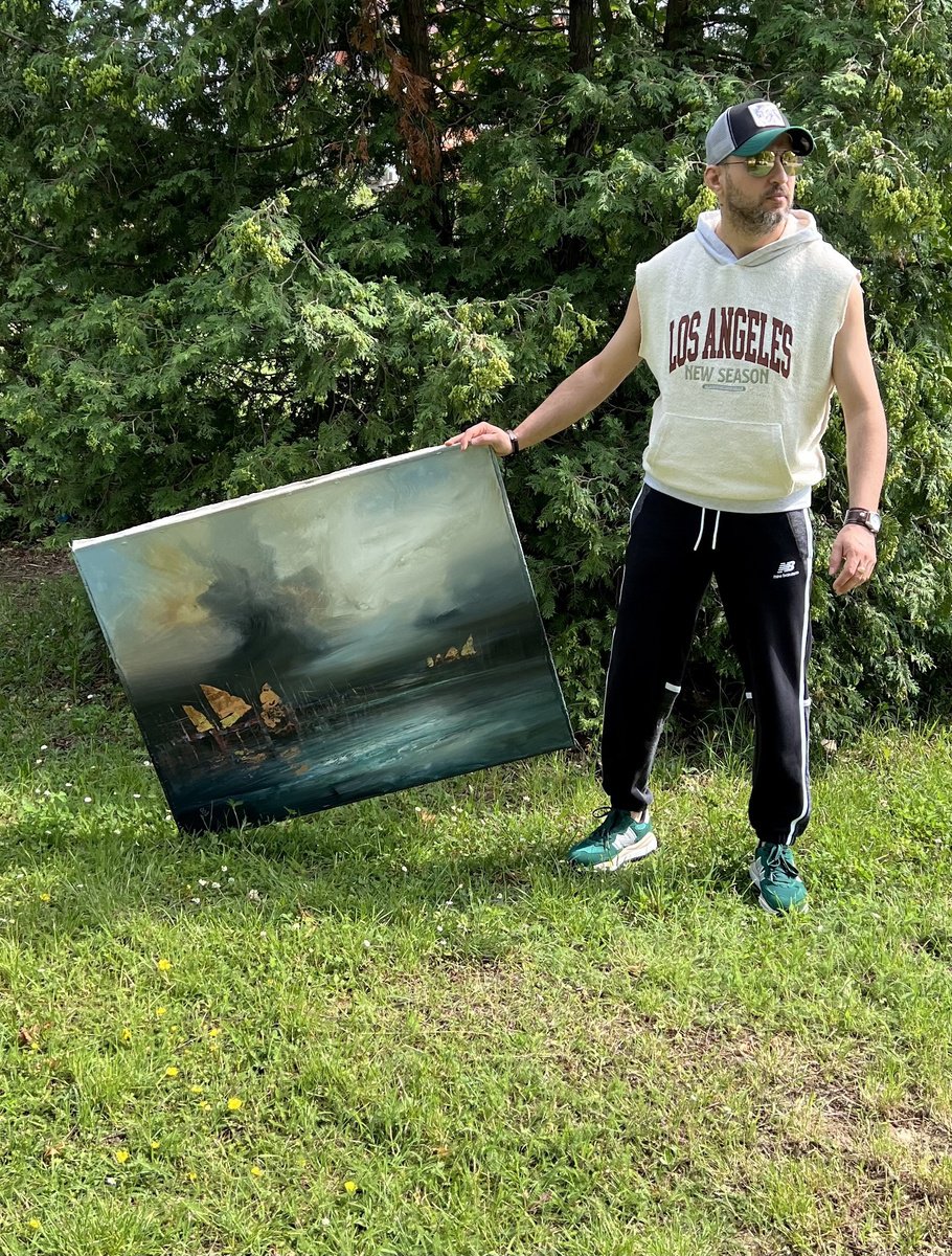 Abstract Landscape Oil Painting By Ivan Grozdanovski, 39 X 31, Reverie In The Shadows, Original Artwork