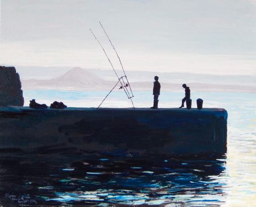 Fishing Scene At The Harbour, Cellardyke by Stephen Howard Harrison