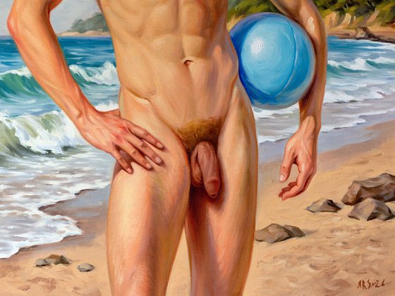 SUMMER REVERIE (NUDE MAN ON THE BEACH)