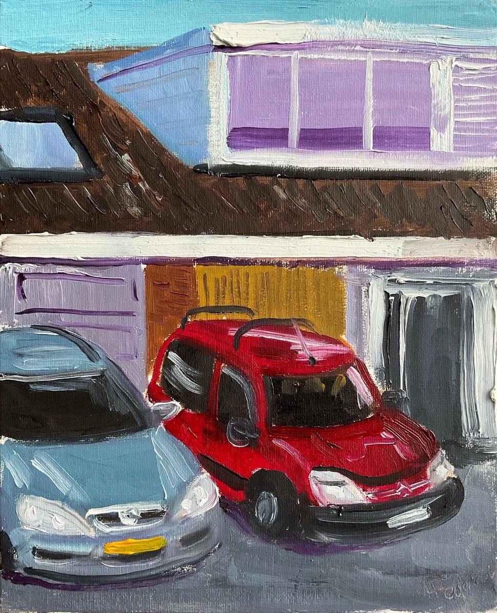 Cars Parked Near The House By Dmitry Fedorov, 9 X 12, Artwork For Sale On Artfinder