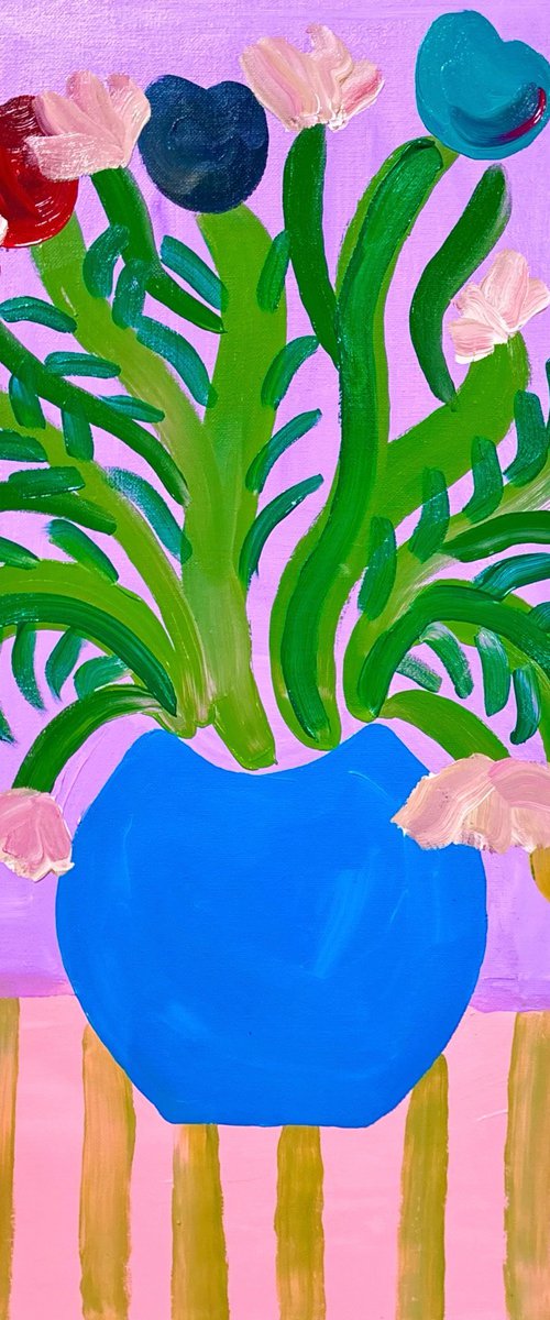 Tulips and petunias by Aurora Camaiani
