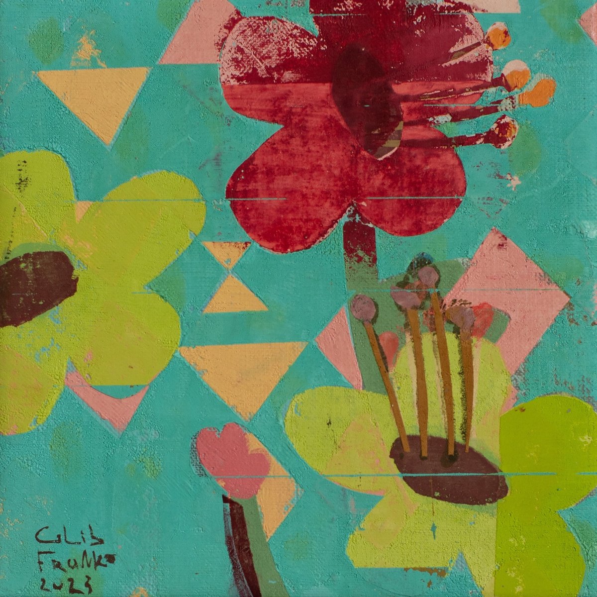 Impressionistic Botanical Oil Painting By Glib Franko, 8 X 8, #6 [Flowers], Original Artwork