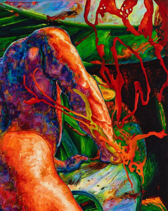 Nude on a Green Background