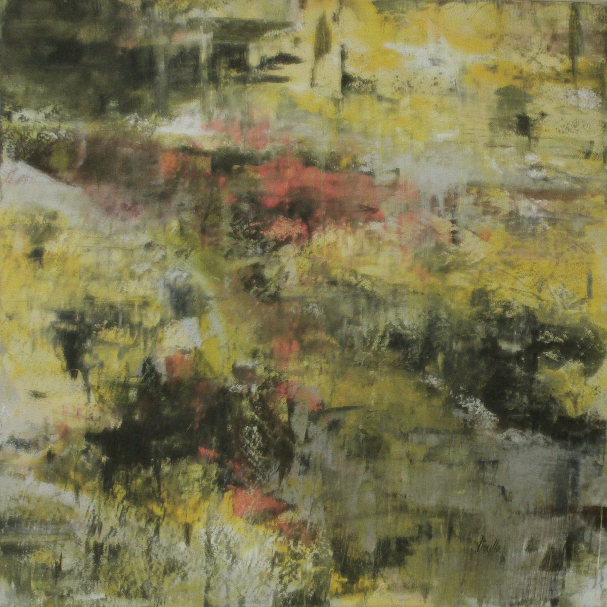 Organic Abstract Acrylic Painting By Joseph Piccillo, 30 X 30, Stream In Winter, Original Artwork