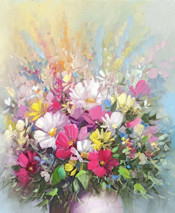 Delicate flowers (40x60cm, oil painting, ready to hang)