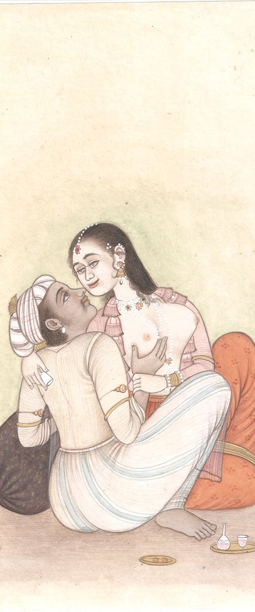 Original Romantic Indian Miniature Painting by Mukesh Swami