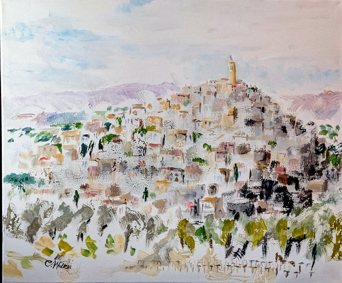 Expressive Landscape Oil Painting By Chris Walker, 24 X 20, Pourrieres, Original Artwork