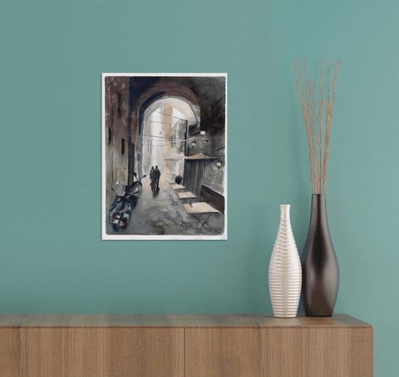 Napoli Street - Original Watercolor Painting