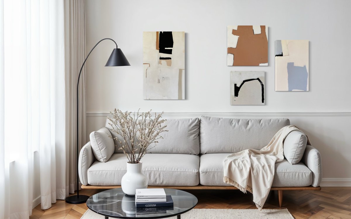 Geometric Abstract Acrylic Painting By Andrea Reichhart, 68 X 31, Portobello 4, Original Artwork