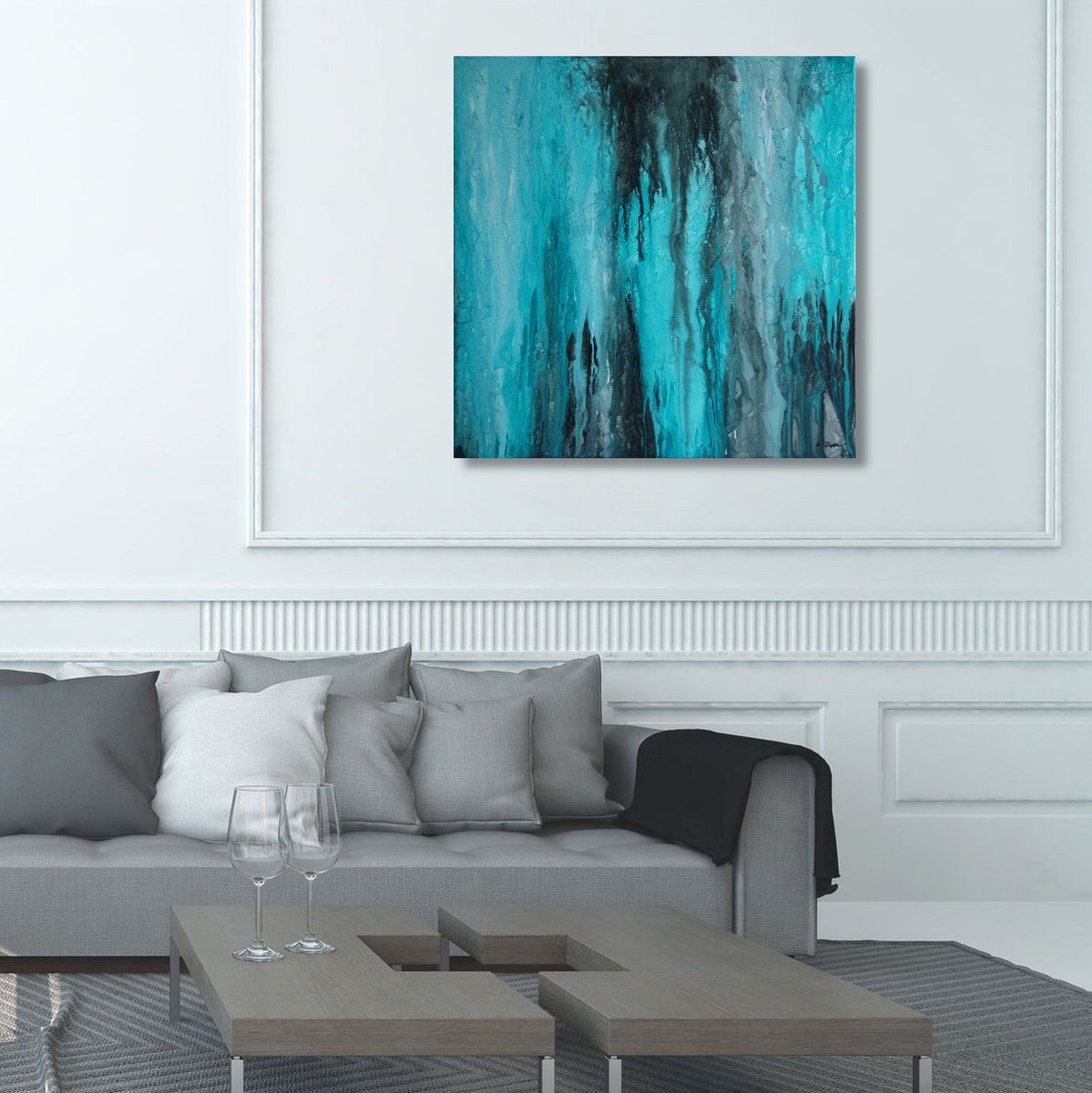 Abstract Acrylic Painting By Ansgar Dressler, 31 X 31, The Missing Link, Original Artwork