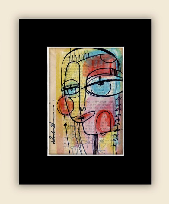 Funky Face 20 - Mixed Media Collage Painting by Kathy Morton Stanion
