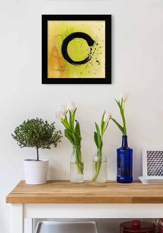 Enso Tranquility 14 - Framed Zen Circle Art by Kathy Morton Stanion