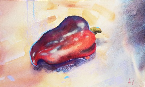 Sweet pepper watercolor study.