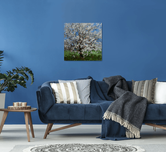 Flowering cherry tree - Original oil painting