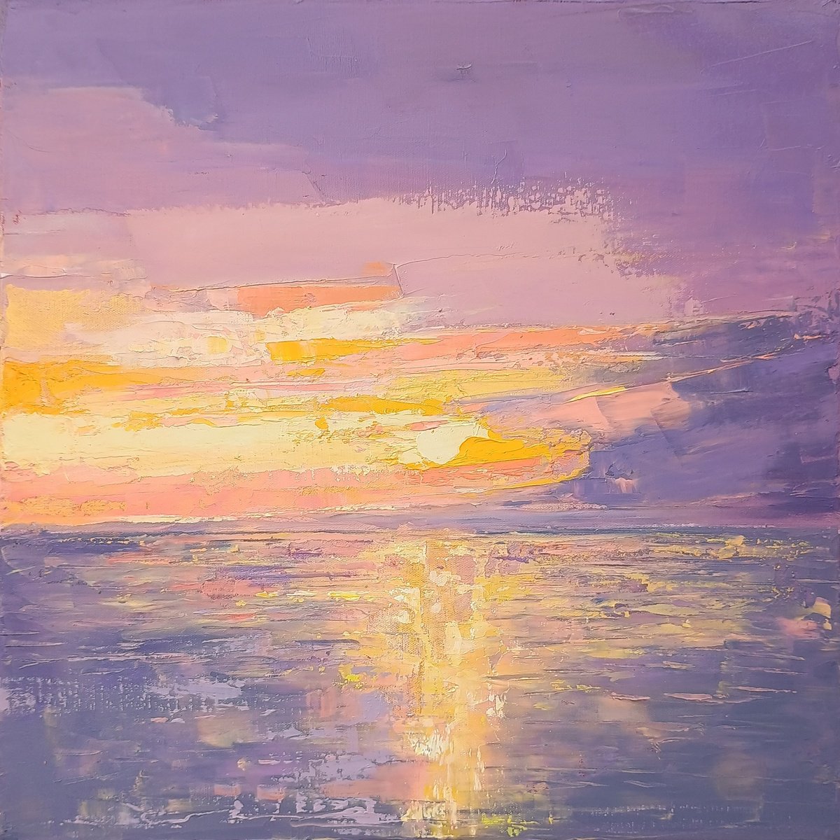 Expressive Landscape Oil Painting By Emilia Milcheva, 20 X 20, The Ultimate Kiss, Original Artwork