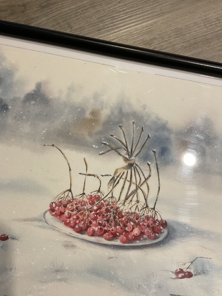 Illustrative Still Life Watercolour By Natalia Butenko, 14 X 10", Viburnum Frost, Original Watercolour Painting, Artfinder