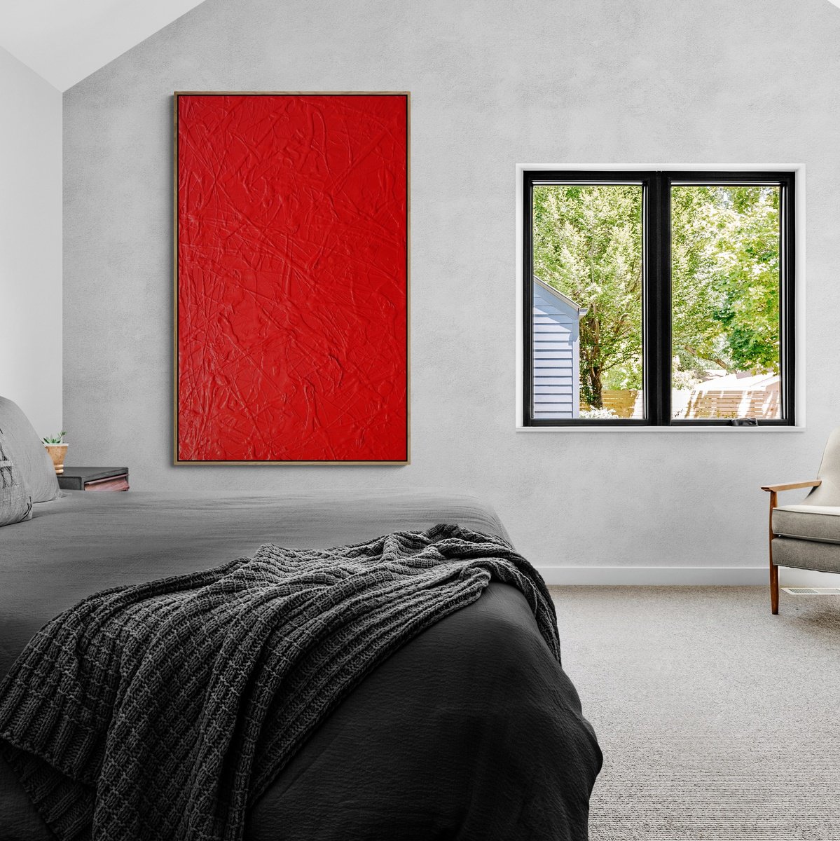 Red Devil 160cm x 100cm Textured Abstract Art by Franko
