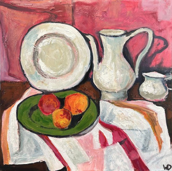 Nectarines, Pitcher and Plate