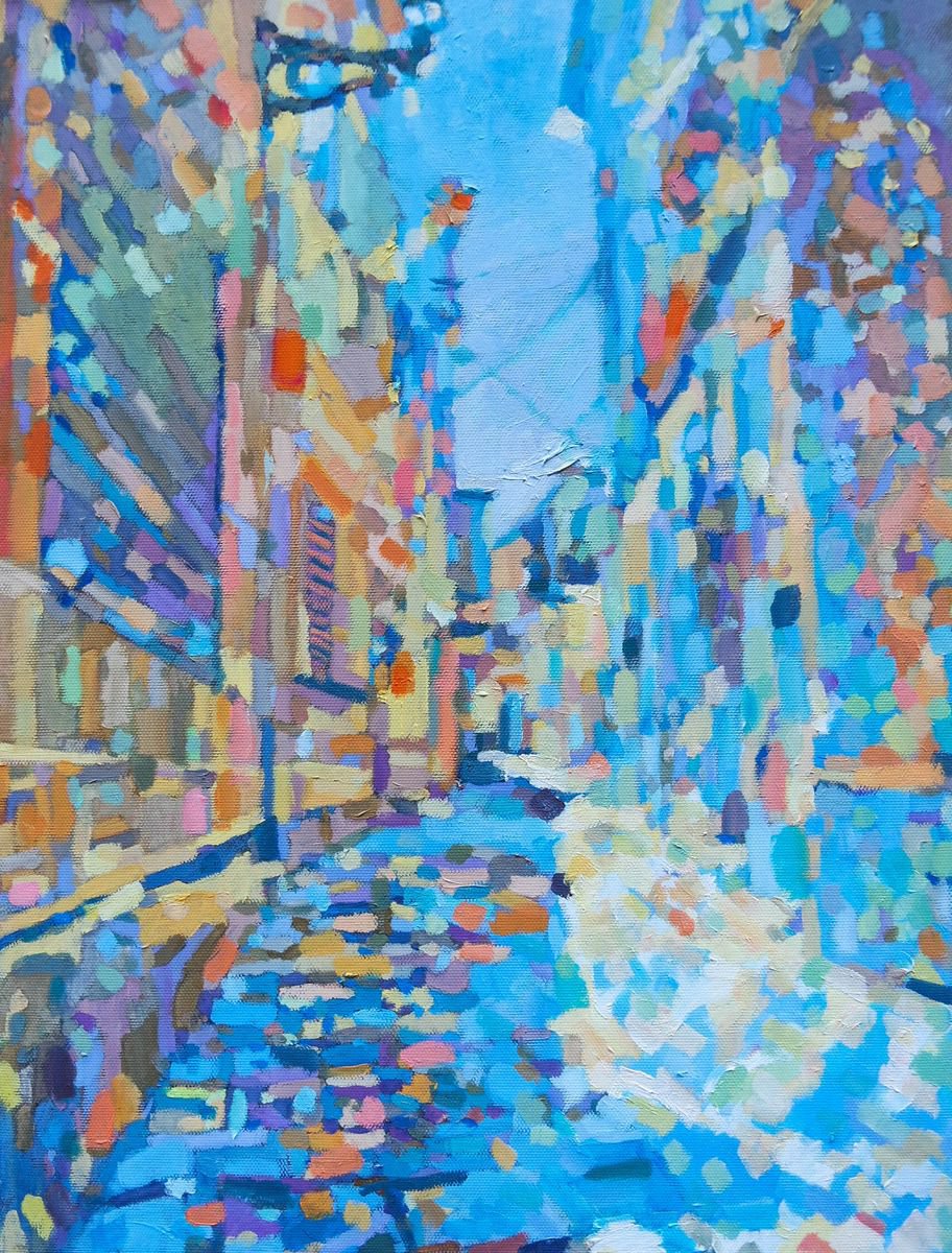 Street scene, Gozo, oil painting by Paul Edmondson