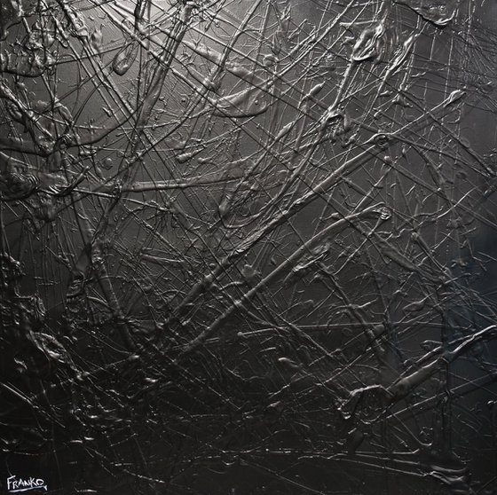 Black Mamba Squared 120cm x 120cm Textured Abstract Art