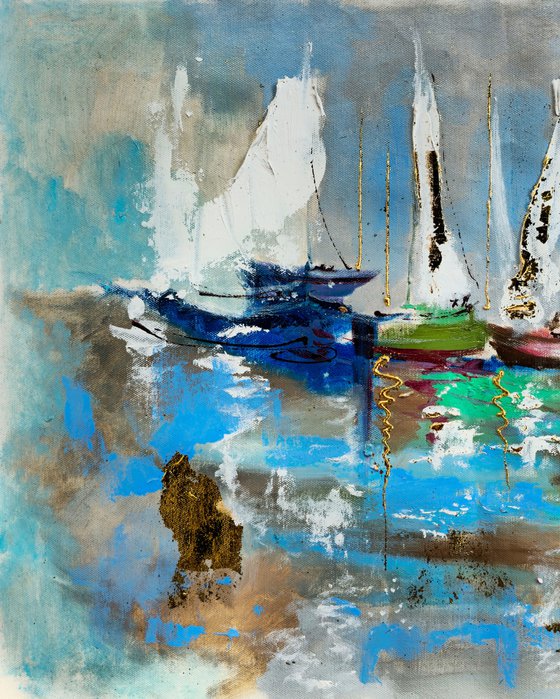 Artwork with yachts