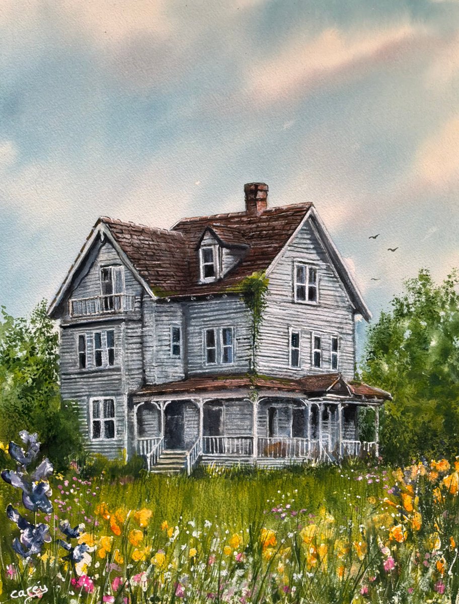 Photorealistic Watercolour , House On The Prairie By Darren Carey, 11 X 15, Artwork For Sale On Artfinder