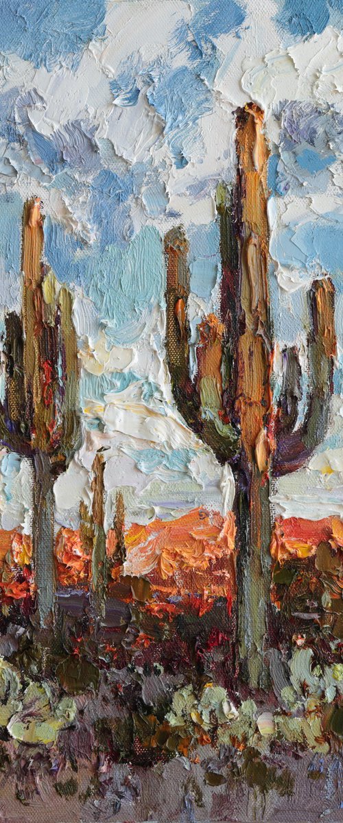 Cactus Desert at Sunset by Anastasiia Valiulina