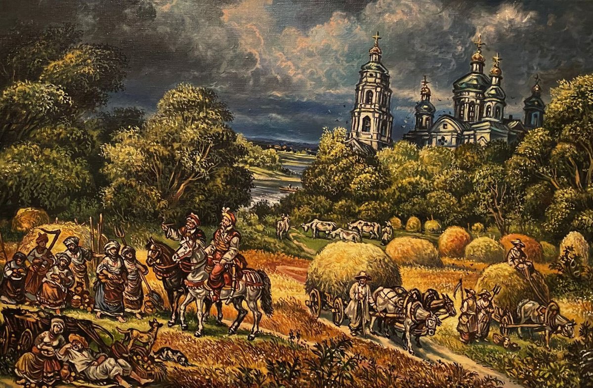 Impressionistic Landscape Oil Painting By Oleg And Alexander Litvinov, 24 X 35", Before The Storm, Original Artwork