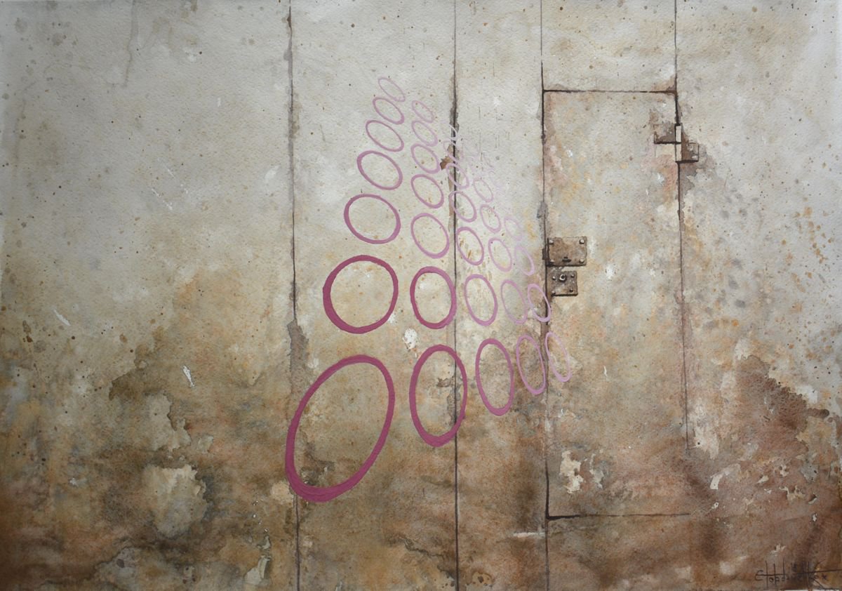 Photorealistic Abstract Watercolour By Eugene Gorbachenko, 24 X 17, Doors, Original Artwork