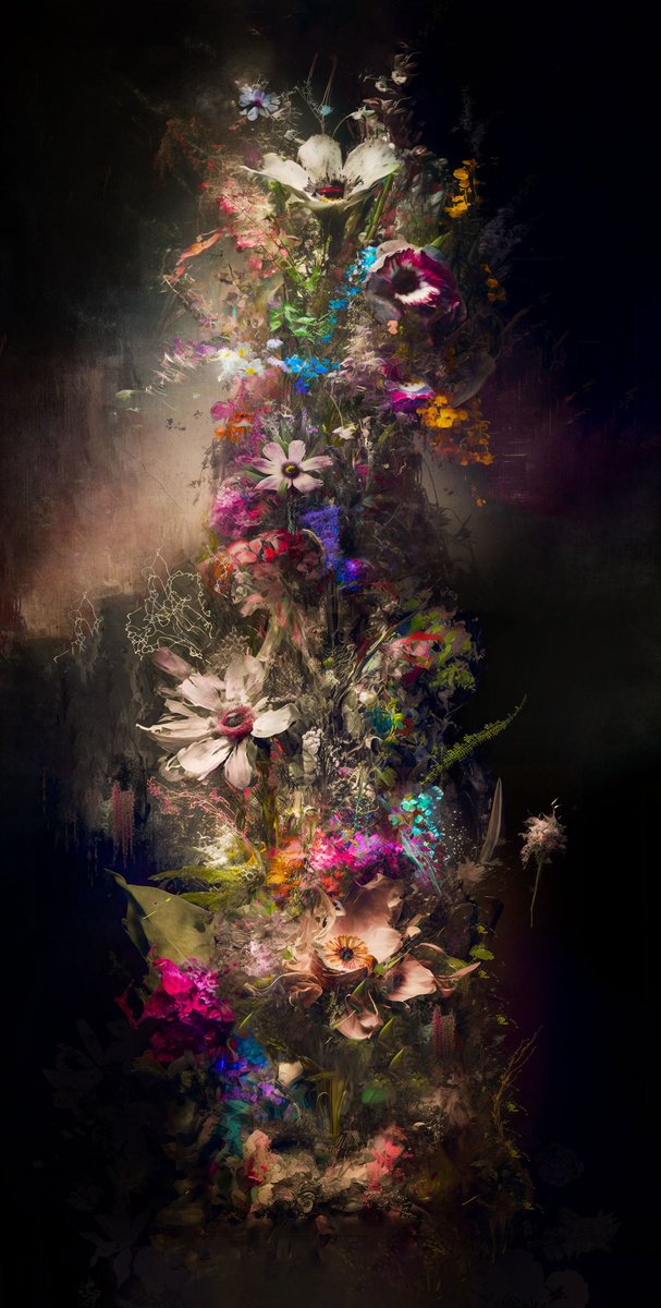 Botanical Painting By Teis Albers, 24 X 47", Floral Decay Xxii, Original Artwork