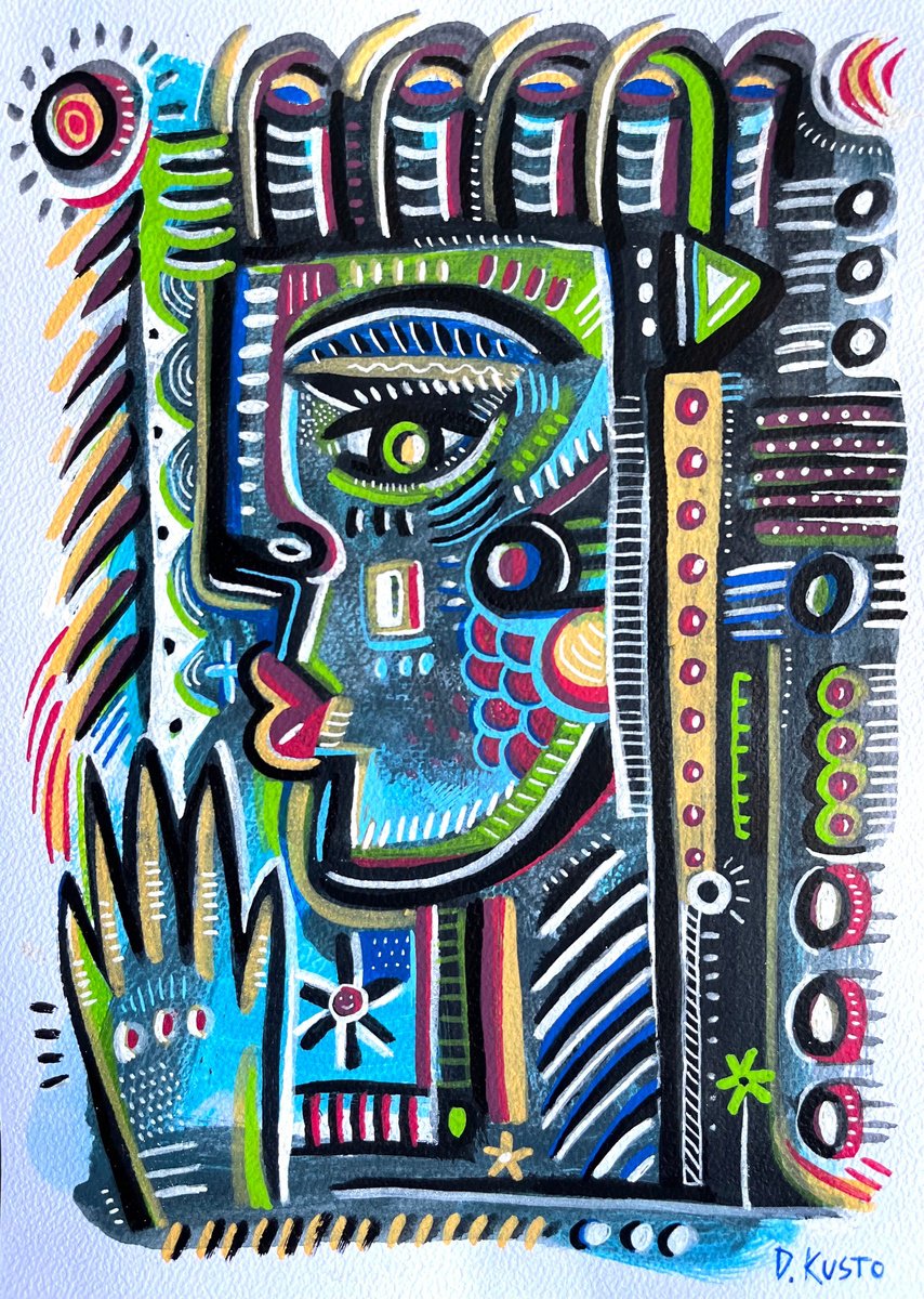 Impressionistic Ink Drawing , Tribal Girl By Daria Kusto, 8 X 12, Artwork For Sale On Artfinder