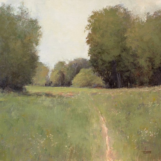 Meadow Path 221109, trees and country road impressionist landscape painting