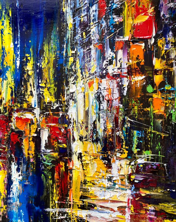 Evening city lights