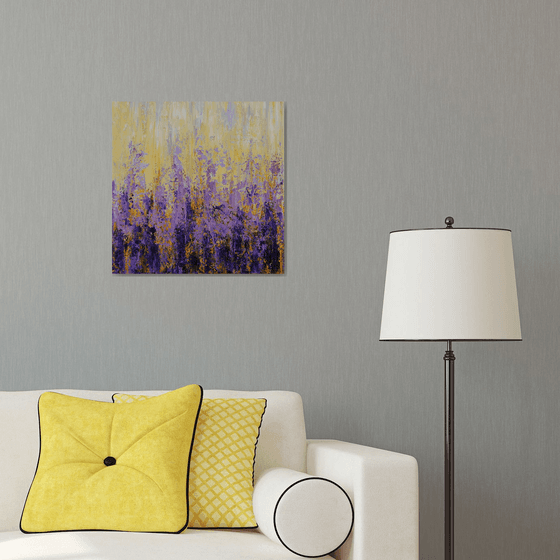 Lavender Field - Textured Abstract Floral Painting