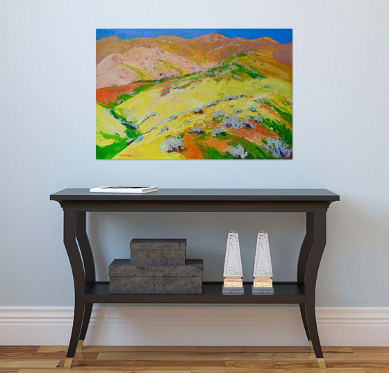 Yellow Blooming Hills. Spring in California