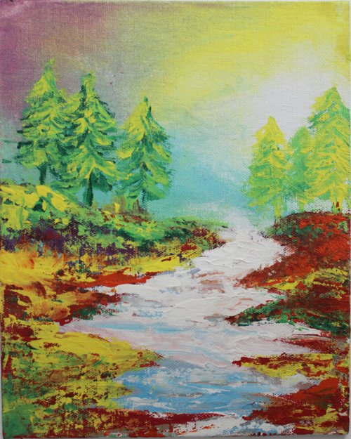 Do(ubt)- Non-dorminant hand - Impressionistic Landscape Painting - mini painting by Vikashini Palanisamy
