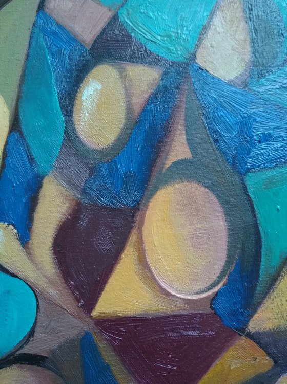Mirror  (50x50cm,  oil painting, ready to hang)