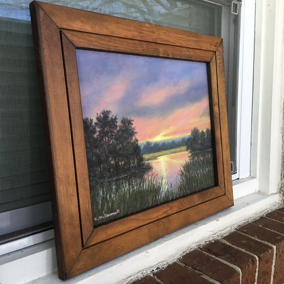 SALT MARSH SUNDOWN oil 11X14