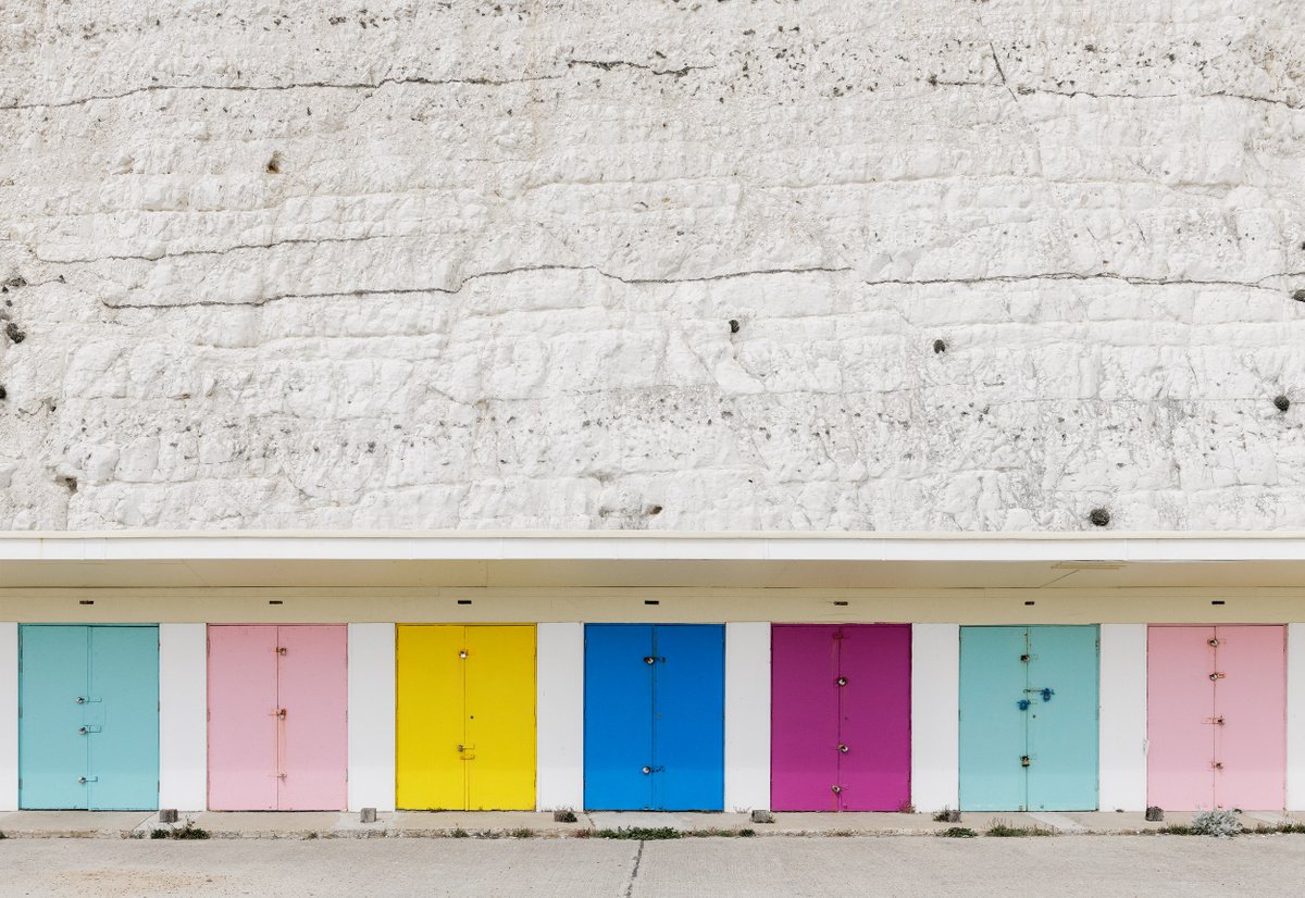 Graphic Cityscapes Photograph By Tom Hanslien, 47 X 33", Saltdean Beach Huts I, Original Artwork