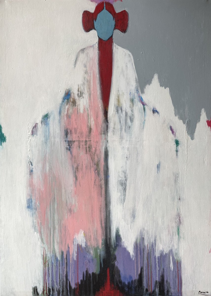 Abstract Acrylic Painting By Gela Mikava, 39 X 55, The Alienation, Original Artwork