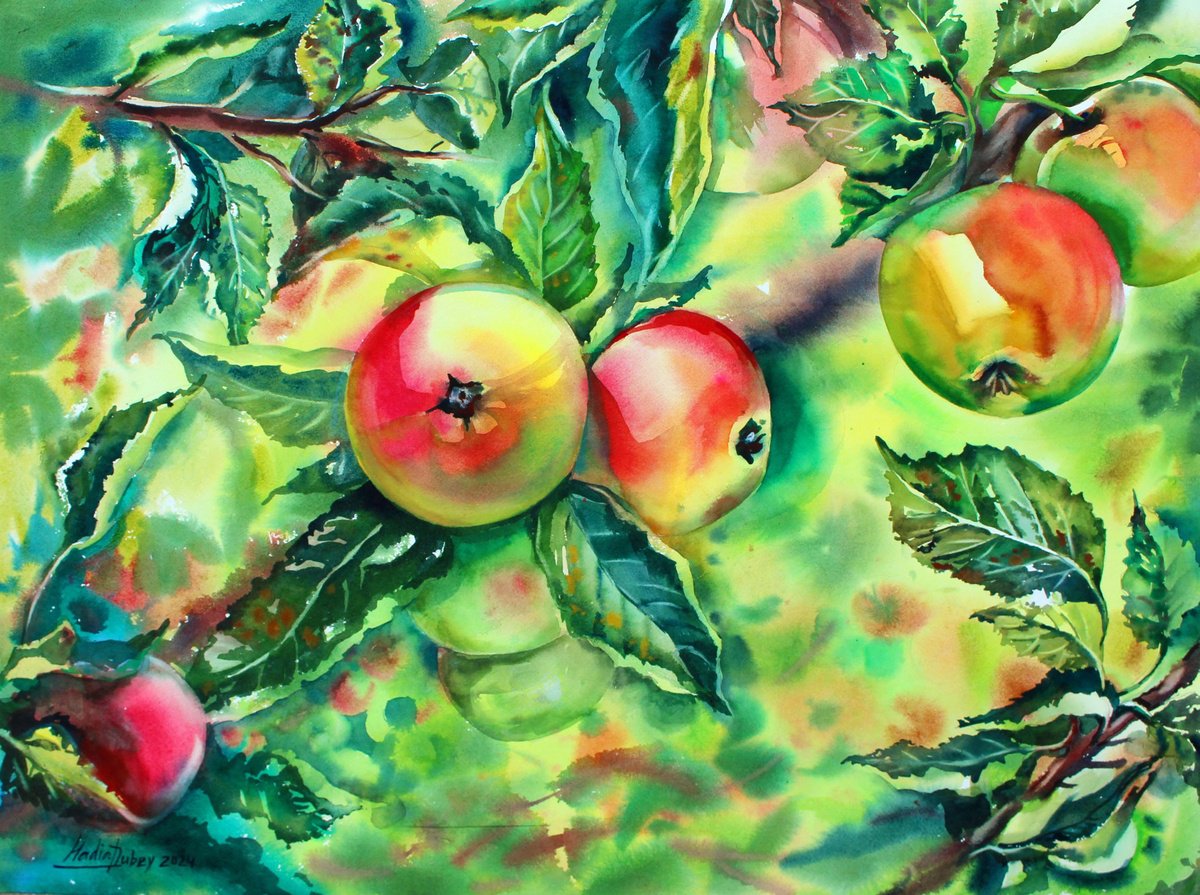 Impressionistic Still Life Watercolour By Nadiia Dubei, 30 X 22", Heavenly Delight, Original Artwork