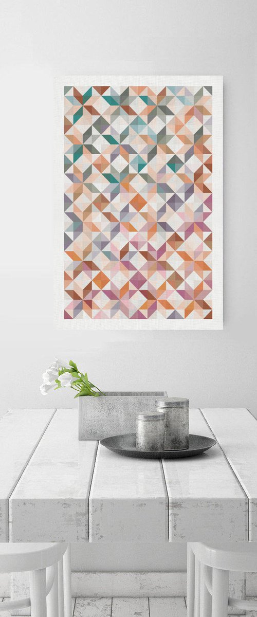 Geometric patchwork stars print by Jennifer Bell