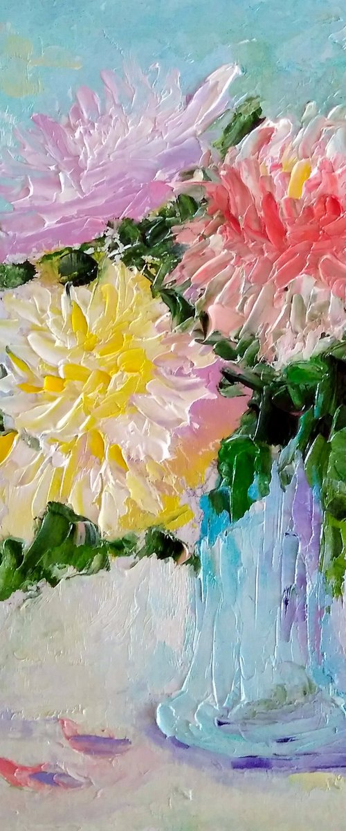 A small bouquet, Floral Painting Original Art Small Oil Artwork Bouquet of Flowers Wall Art by Yulia Berseneva