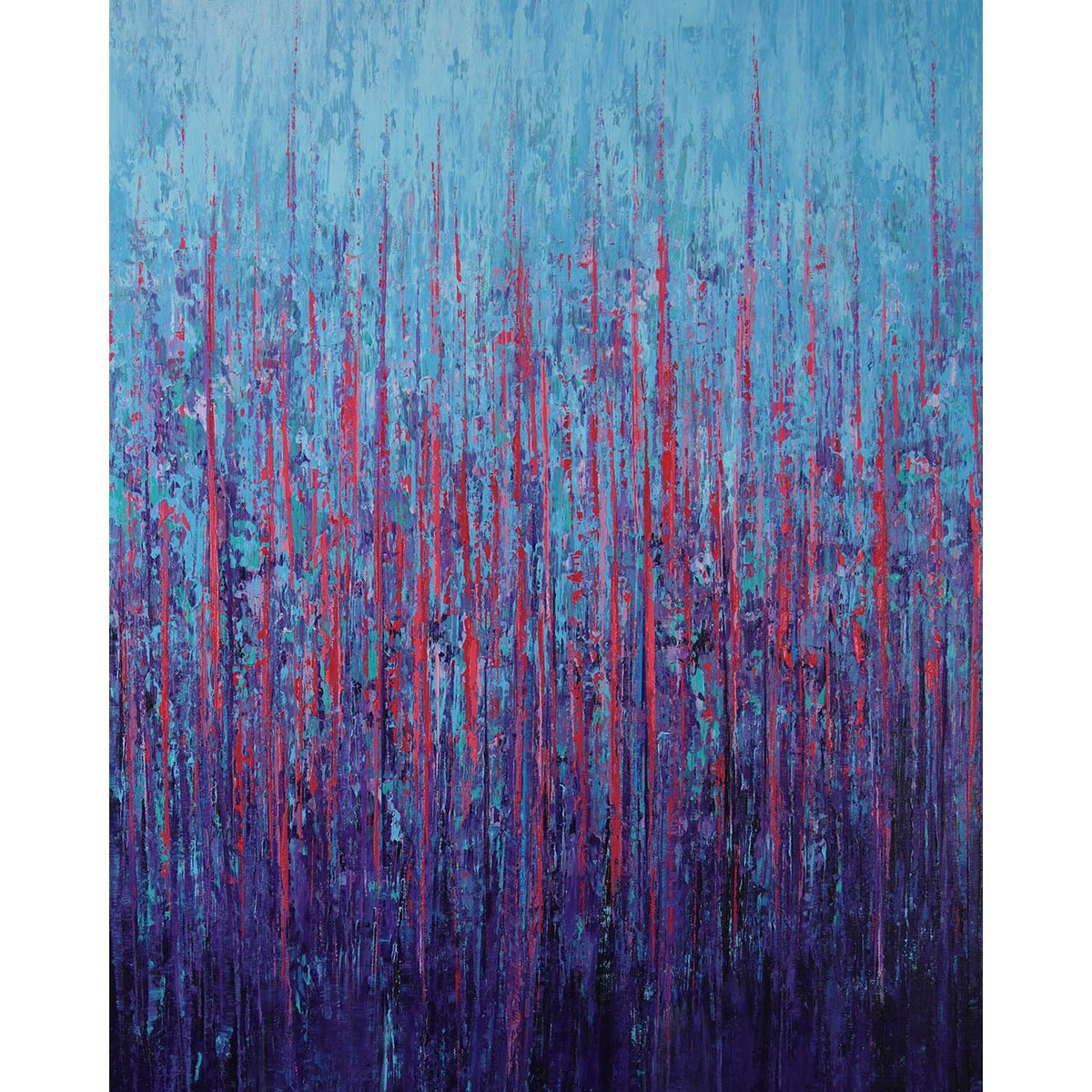 Expressive Abstract Acrylic Painting By Suzanne Vaughan, 24 X 30", Lavender Pink - Flower Field, Original Artwork