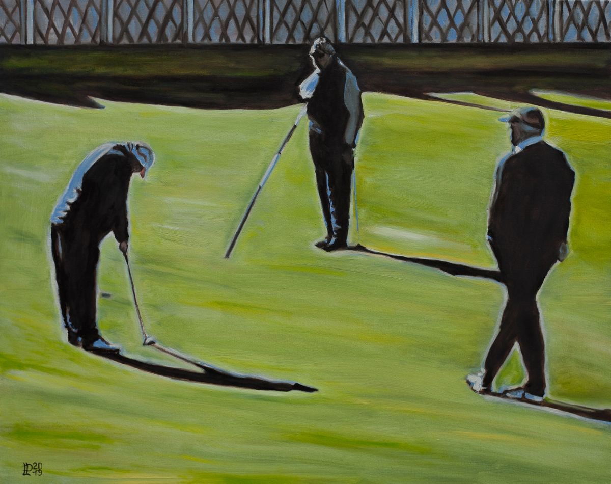 Urban And Pop Portrait Oil Painting By Liudmila Pisliakova, 20 X 16", St Andrews Golf. 18Th Hole, Original Artwork