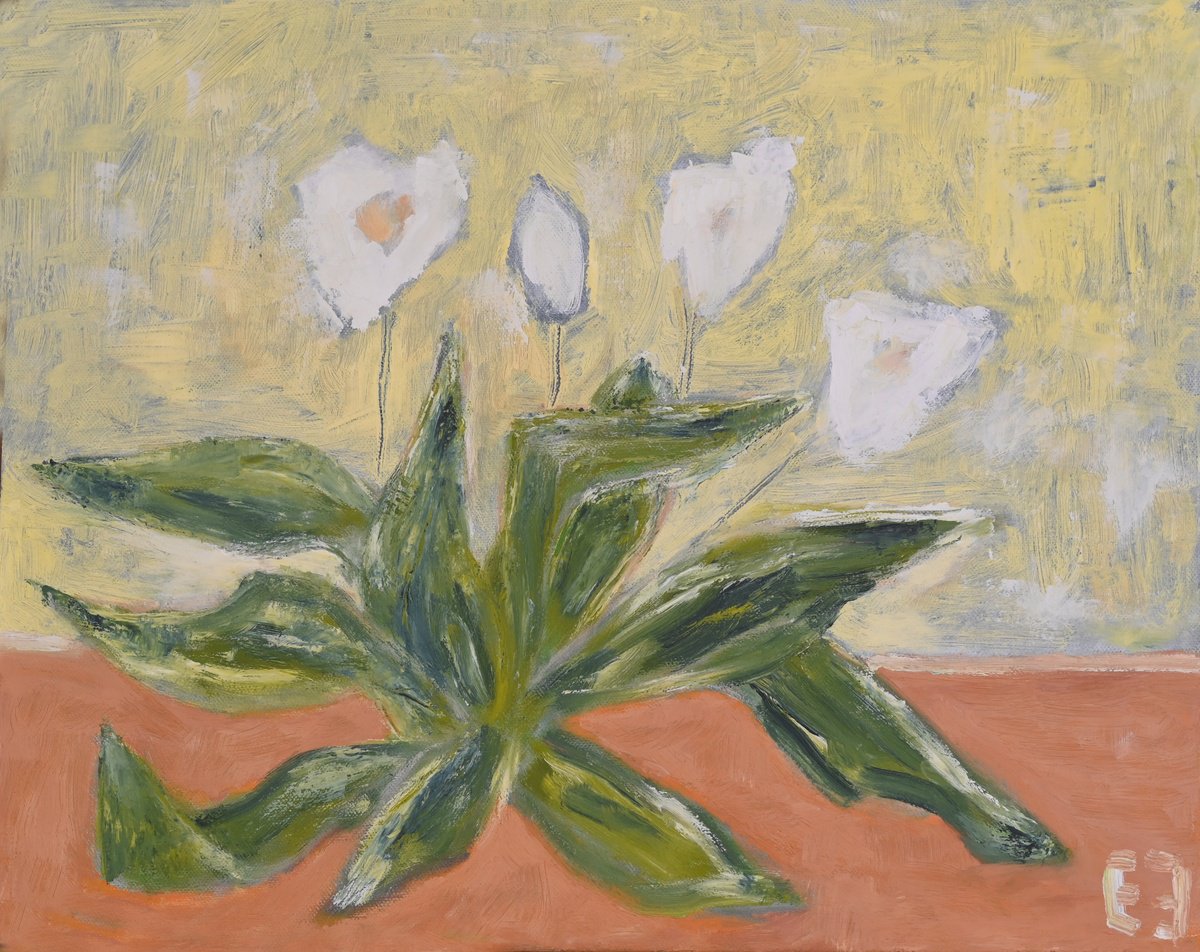 Impressionistic Botanical Oil Painting By Elena Zapassky, 20 X 16, Home Flower, Original Artwork