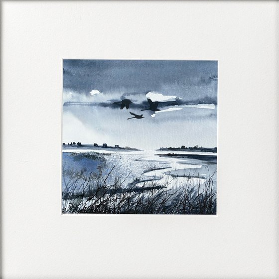 Four Monochrome marsh views