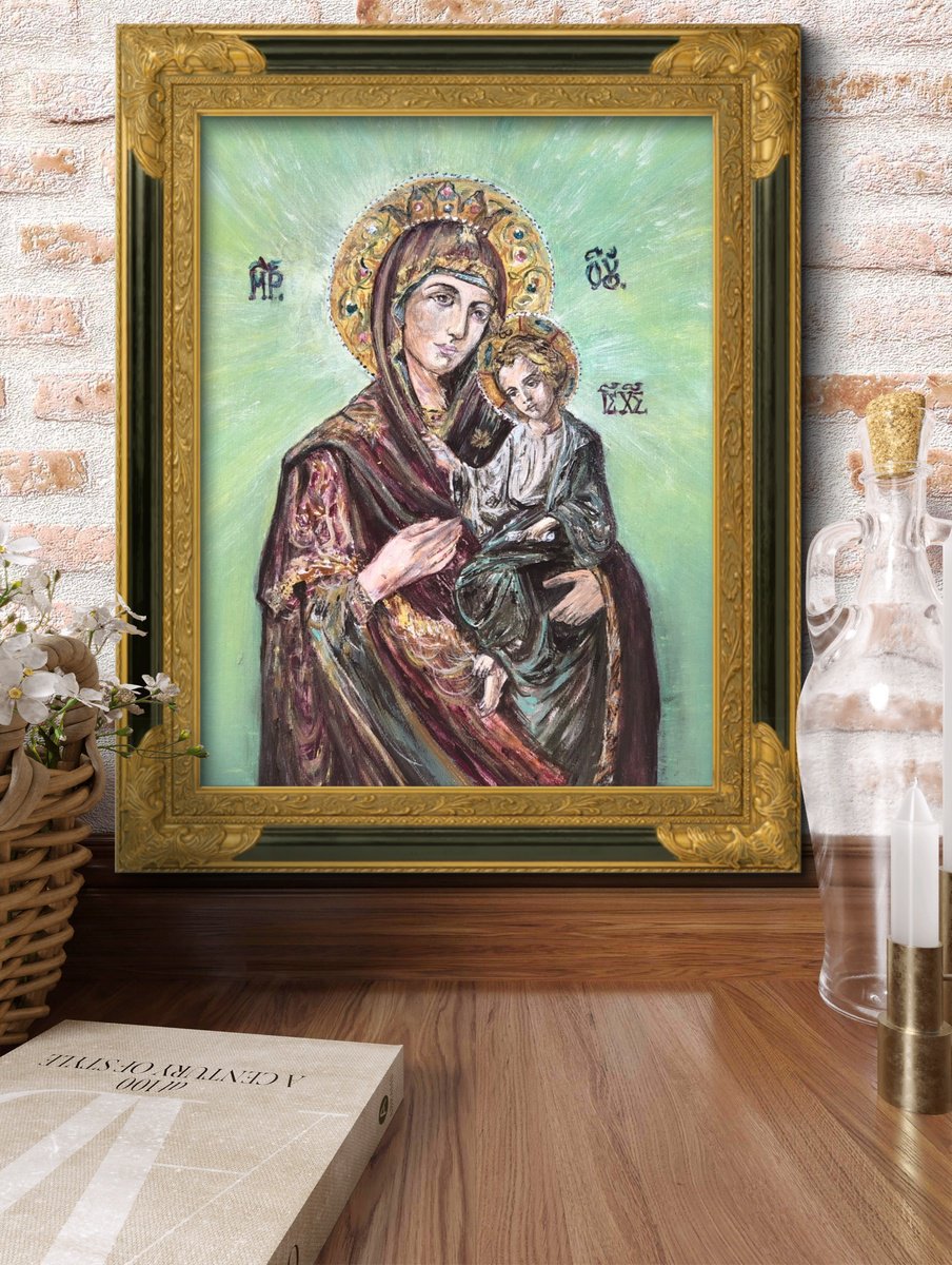 Photorealistic Portrait Painting By Snezana Djordjevic, 16 X 20", Mother Of God, Original Artwork