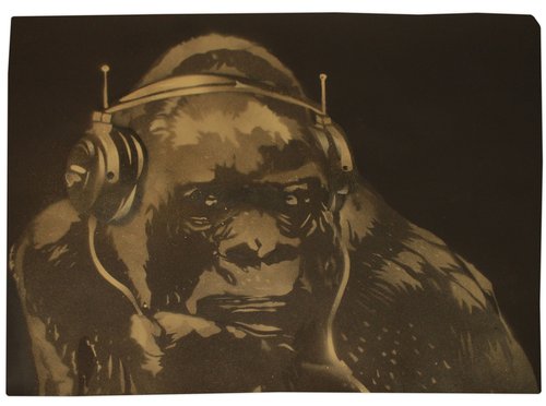 Gorilla in the groove (on gorgeous watercolour paper). by Juan Sly