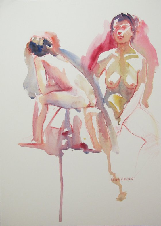 seated female nude 2 poses